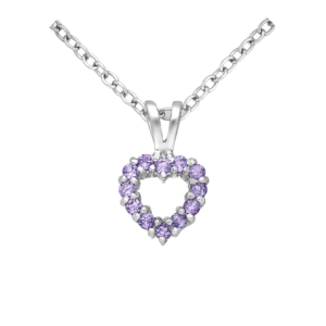 16" | Tanzanite Heart Rhodium Plated  Sterling Silver Heart Pendant Necklace