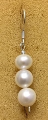 Pearl Trio Sterling Silver Hook Drop Dangle Earrings