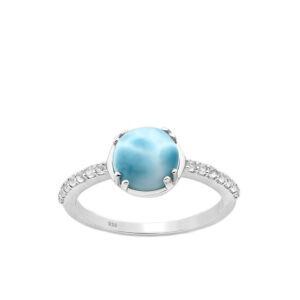 Larimar + CZ Sterling Silver Ring