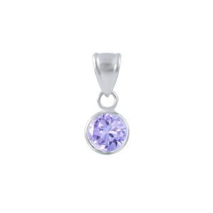 16" | 6mm Round CZ Sterling Silver Pendant - Lavender