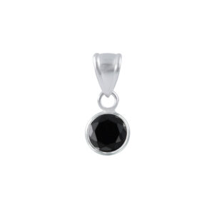 6mm | Round CZ Sterling Silver Pendant - Black