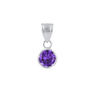 16" | 6mm Round CZ Sterling Silver Pendant - Violet