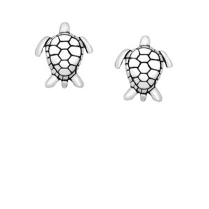 Sterling Silver oxidized Turtle Post Earrings
