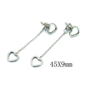 Double Heart Stainless Steel Post Dangle Earrings