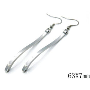CZ Fashion Long Wavy Stainless Steel Hook Drop Dangle Earrings