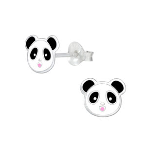 Sterling Silver Panda Stud Earrings