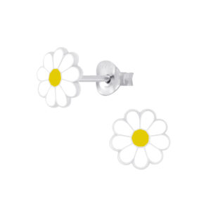 Sterling Silver Daisy Flower Stud Earrings