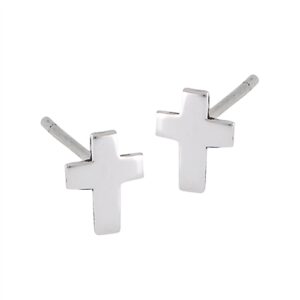 Cross Sterling Silver Post Stud Earrings