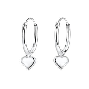 Heart Hoop Sterling Silver Earrings