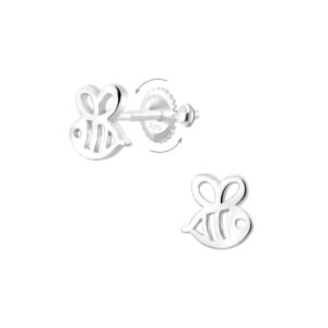 Sterling Silver Bee Screw Back Earrings
