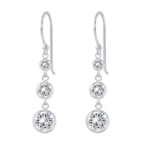CZ Sterling Silver Hook Drop Dangle Earrings