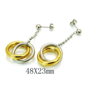 Circles Fashion Two Tone Stainless Steel Post Drop Dangle Earrings