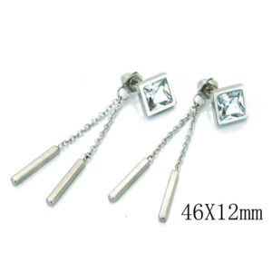 CZ Square Stainless Steel Post Drop Dangle Fashion Earrings