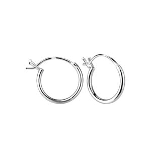 12x1.2mm | Sterling Silver French Lock Hoop Earrings