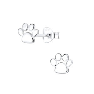6mm | Paw Print Sterling Silver Post Stud Earrings