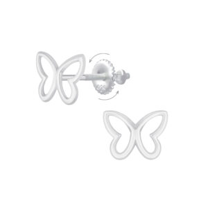 Sterling Silver Butterfly Screw Back Earrings