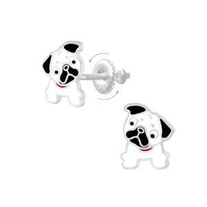 Bulldog Screw-Back Sterling Silver Post Stud Earrings