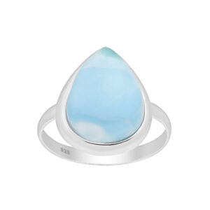 Larimar Teardrop Sterling Silver Ring | Size 8