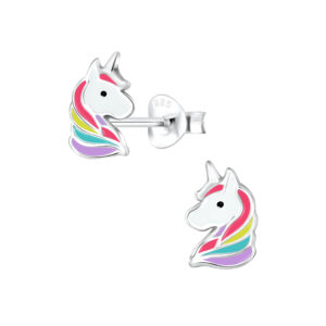 Silver Unicorn Stud Earrings