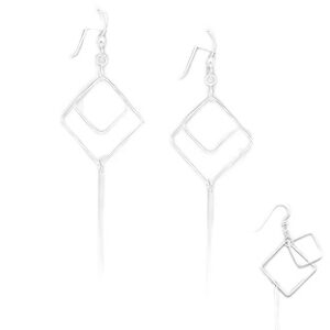 Sterling Silver Bar & Square Hook Earrings