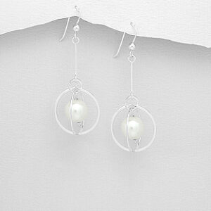 Freshwater Pearl  Sterling Silver Hook Earrings