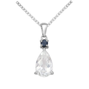 White Topaz + Sapphire Rhodium Plated Sterling Silver Necklace