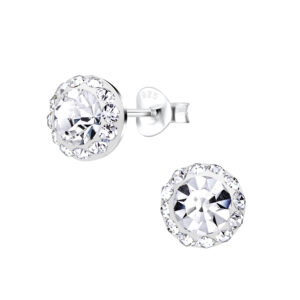 9mm | Crystal Sterling Silver Post Stud Earrings