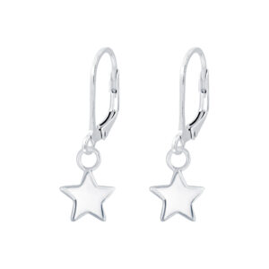 Sterling Silver Star Lever Back Earrings