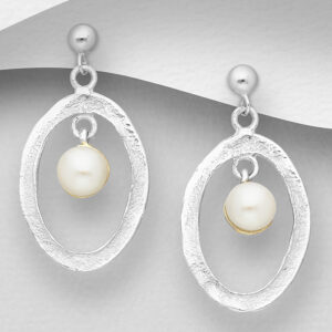Freshwater Pearl Rhodium + 22k Gold Plated Sterling Silver Earrings