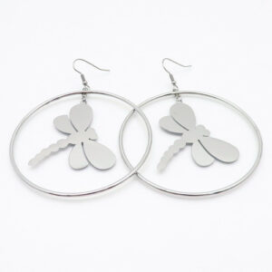 2.5" | Dragonfly Circle Stainless Steel Hook Drop Dangle Earrings