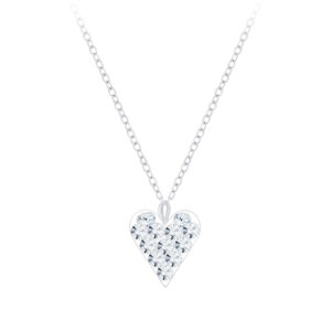 14" + 2" | Crystal Sterling Silver Heart Necklace