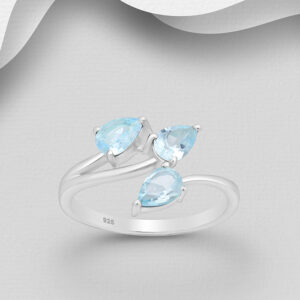 Sky-Blue Topaz Sterling Silver Adjustable Ring