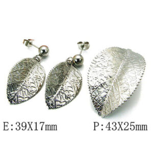 Leaf Stainless Steel Necklace or Post Dangle Earrings