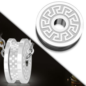 Stainless Steel Greek Key Circle Charm Pendant