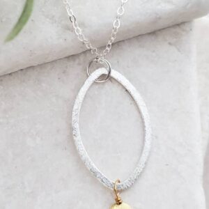 Two-Tone Oval Disk Necklace - Silver & Gold - Made in America