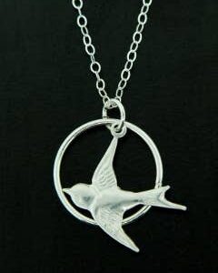 Sterling Silver Swallow Song Bird Necklace - Made in America