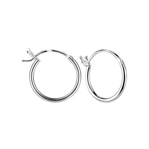 14mm x 1.2mm | Sterling Silver French Lock Hoop Earrings