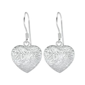 Heart Hook Drop Dangle Sterling Silver Earrings