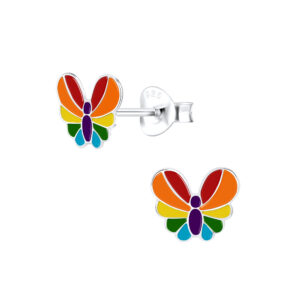 6x8mm | Colorful Butterfly Sterling Silver Post Earrings