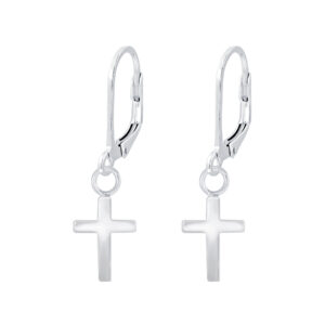 Cross Leverback Sterling Silver Earrings