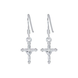 Cross Hook Dangle Sterling Silver Earrings