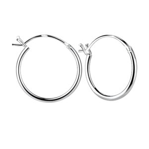 16mm Sterling Silver French Lock Hoop Earrings