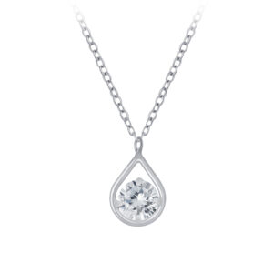 18" | CZ Sterling Silver Teardrop Necklace