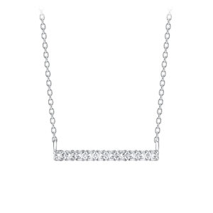 18" | Clear CZ Sterling Silver Bar Necklace
