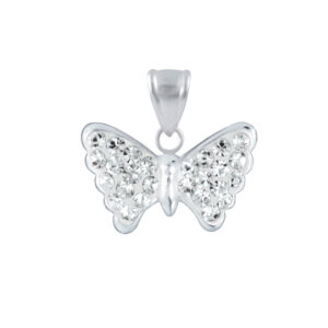 16" | Crystal Sterling Silver Butterfly Necklace