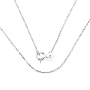 16" 1mm Rhodium Plated Sterling Silver Snake Chain