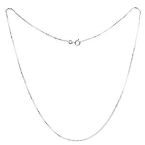 1mm | Box Rhodium Plated Sterling Silver Chain