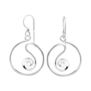Sterling Silver Swirl Hook Drop Dangle Earrings
