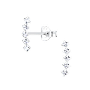 Clear Crystal Sterling Silver Post Stud Earrings
