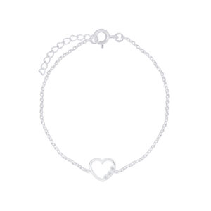 6-7.25" | Clear CZ Heart Sterling Silver Bracelet